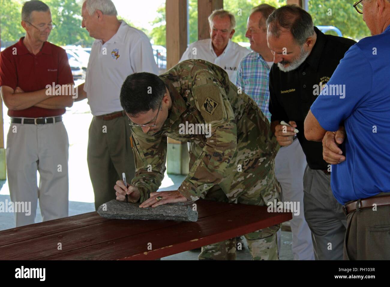 Oberst Ed Chamberlayne Us Armee Korps Der Ingenieure Baltimore District Commander Zeichen Ein Stuck Steg Stein