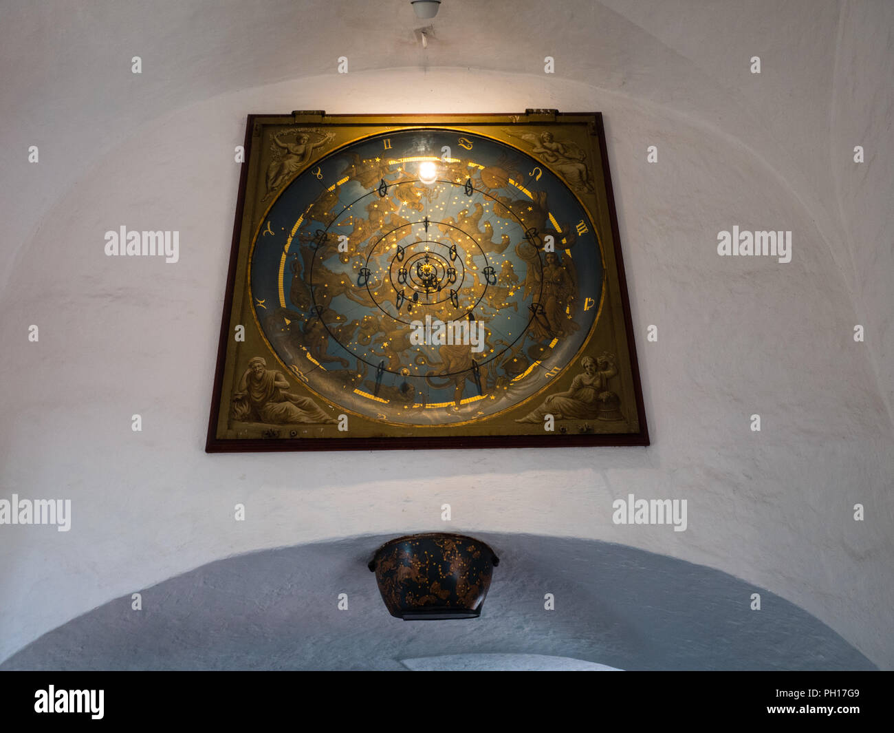 Karte des Himmels, der runde Turm, Kopenhagen, Seeland, Dänemark, Europa. Stockfoto