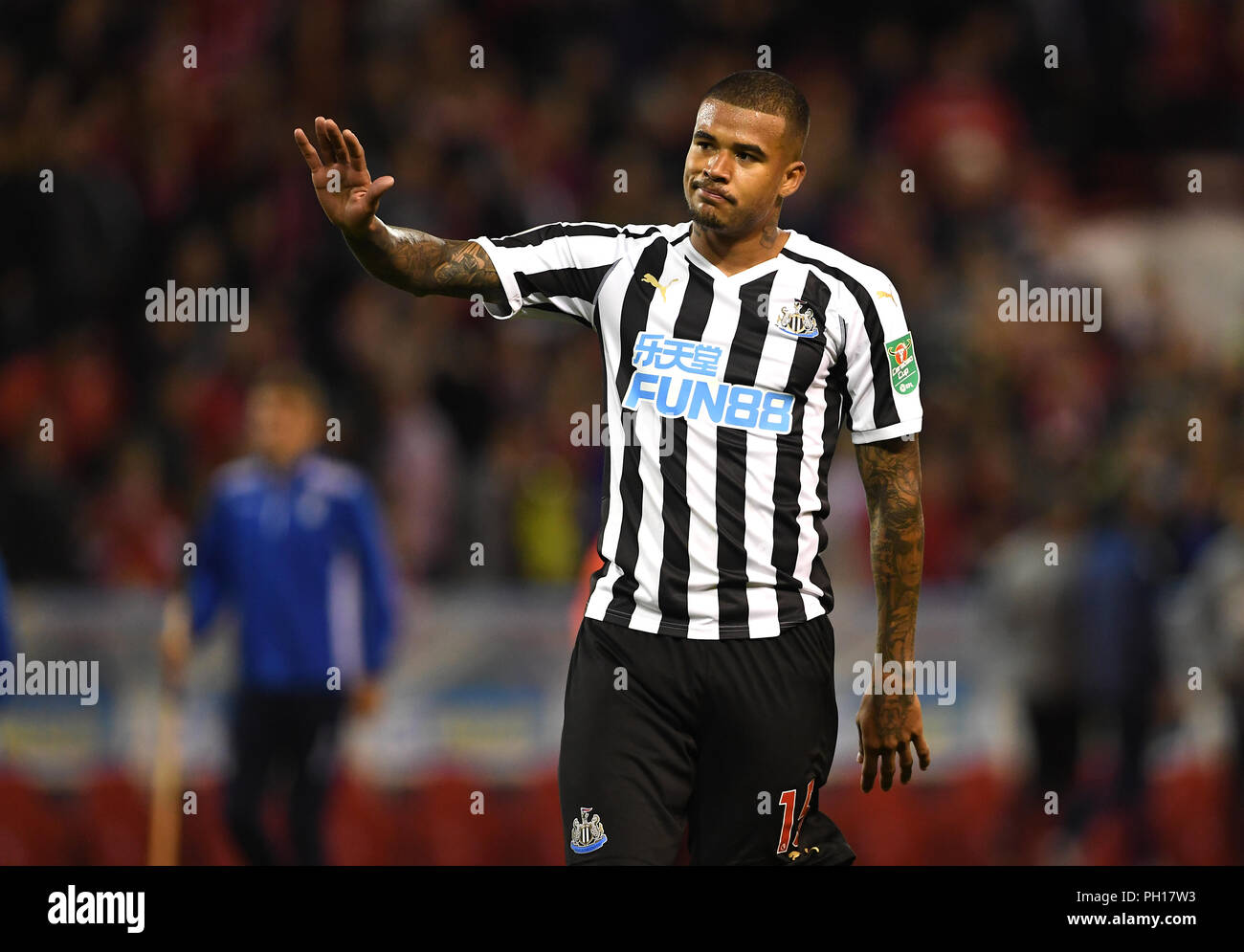 Newcastle United Kenedy während der carabao Cup, zweite Runde an der Stadt Boden, Nottingham. Stockfoto