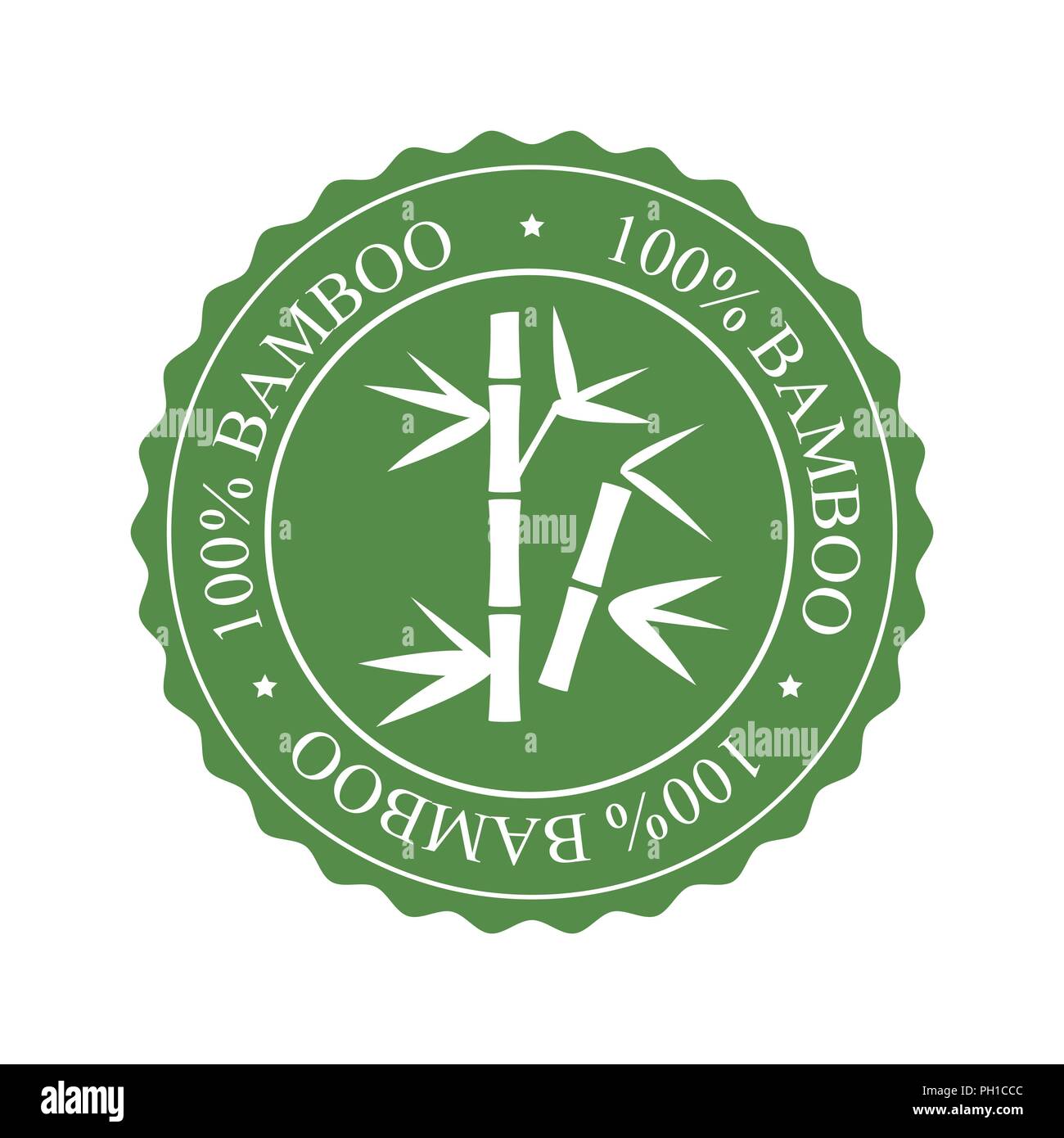 Vektorsymbol, Label oder Emblem mit Bambus pflanze Silhouette. Konzept für Stoff-, Textil-, Paket-, Möbel Materialien. Whita und grünen Palette Stock Vektor