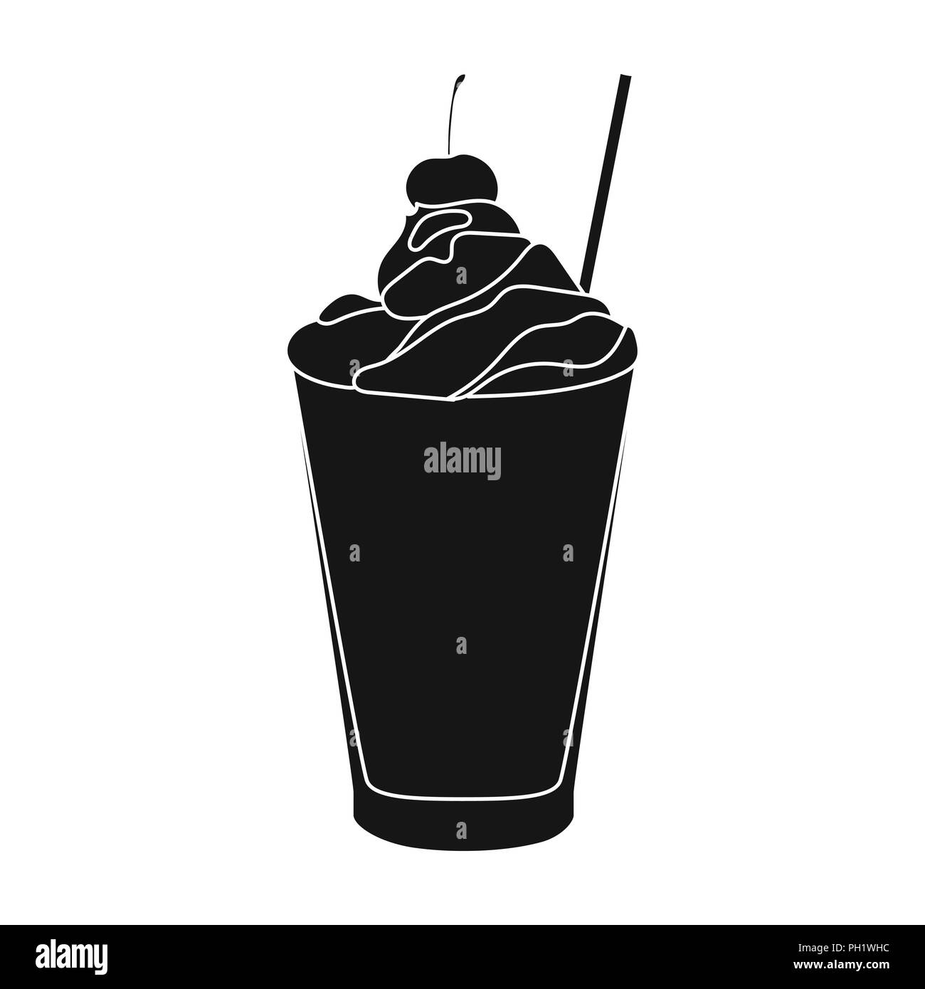 Milchshake Mit Kirsche Auf Das Oberste Symbol In Schwarz Auf Weissem Hintergrund Milch Produkt Und Sussen Symbol Vektor Illustration Stock Vektorgrafik Alamy