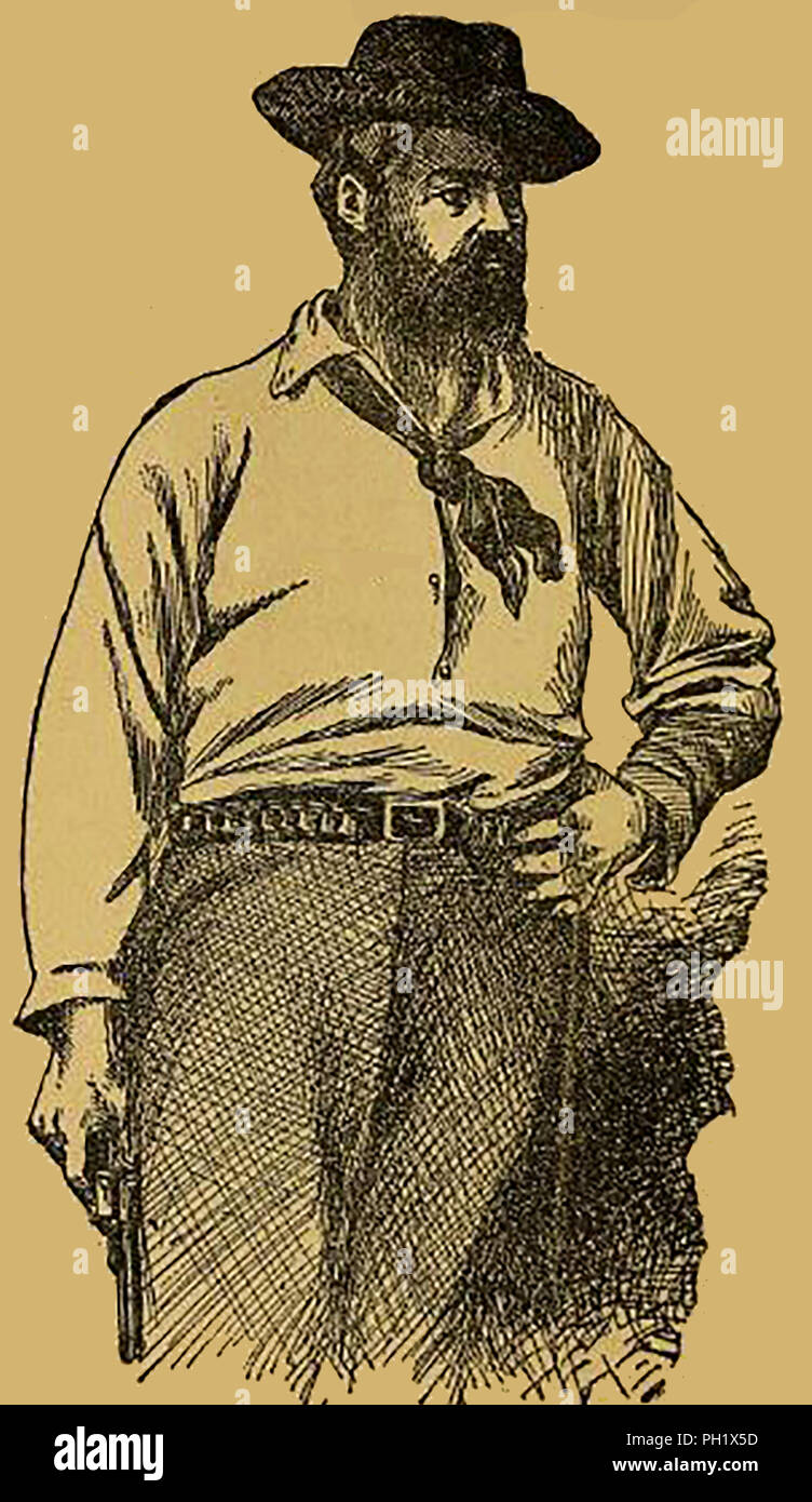 Ein Porträt der amerikanischen Outlaw Frank James (Alexander Franklin James (1843-1915). mit seinem Bruder Jesse James trat er pro-Guerillas als "bushwhacker der Konföderierten im amerikanischen Bürgerkrieg bekannt Stockfoto