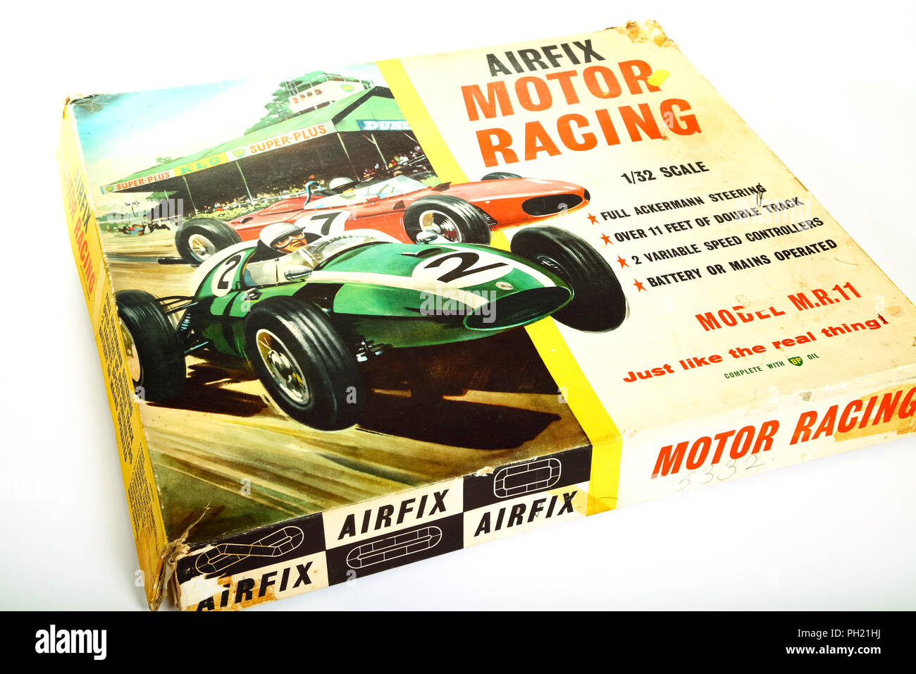 Alte schäbige Modellbau motor racing Slot Car Spielzeug aus den 60er Jahren Stockfoto