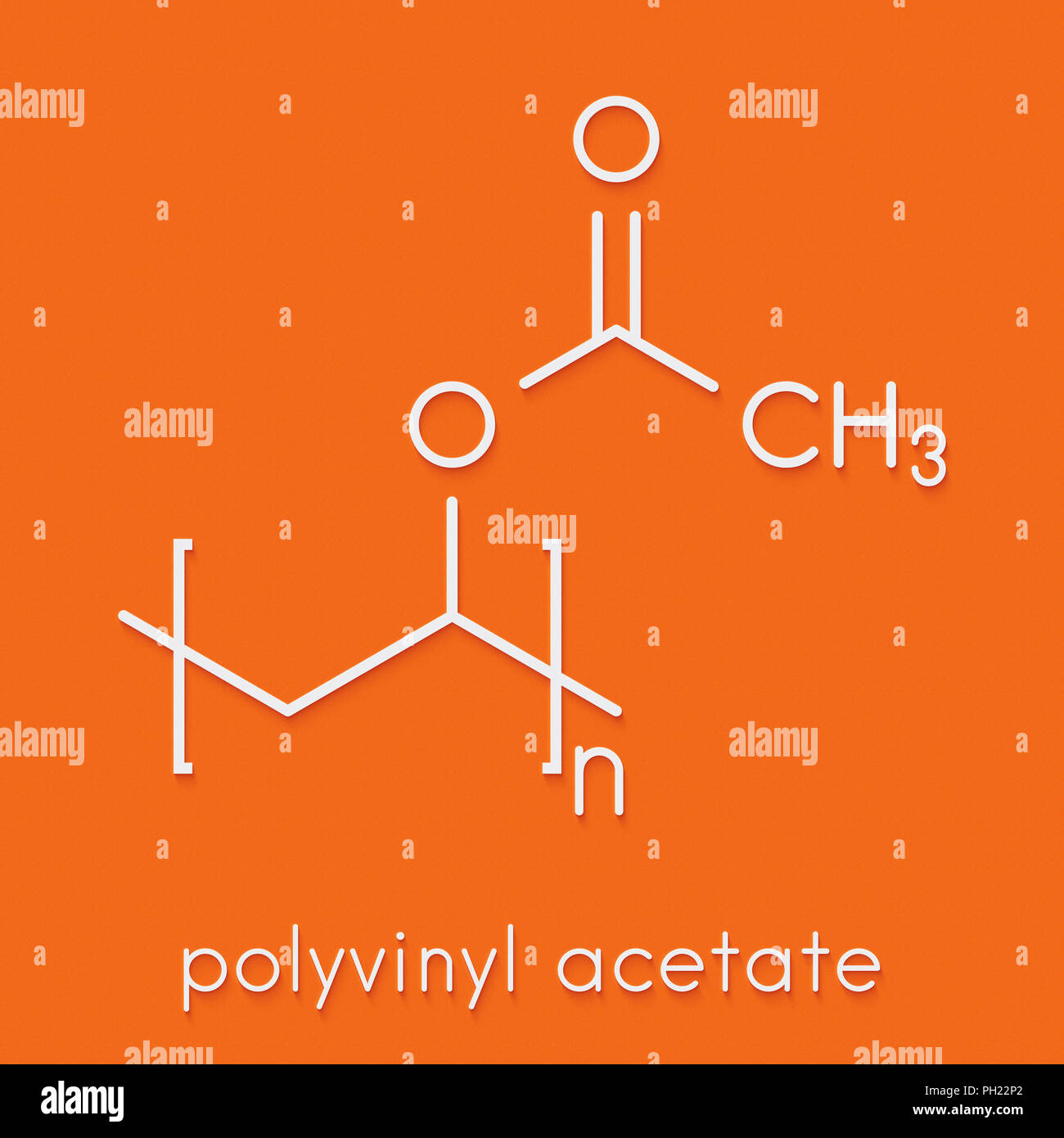 Polyvinyl-Azetat (PVA) Polymer, chemische Struktur. Hauptbestandteil der holzleim oder Tischler Leim. Skelettmuskulatur Formel. Stockfoto