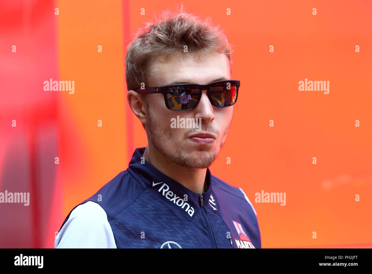 Monza, Italien. 30 August, 2018. Sergei Sirotkin Russlands und Williams Martini im Fahrerlager während der Formel Eins Grand Prix von Italien: Marco Canoniero/Alamy leben Nachrichten Stockfoto