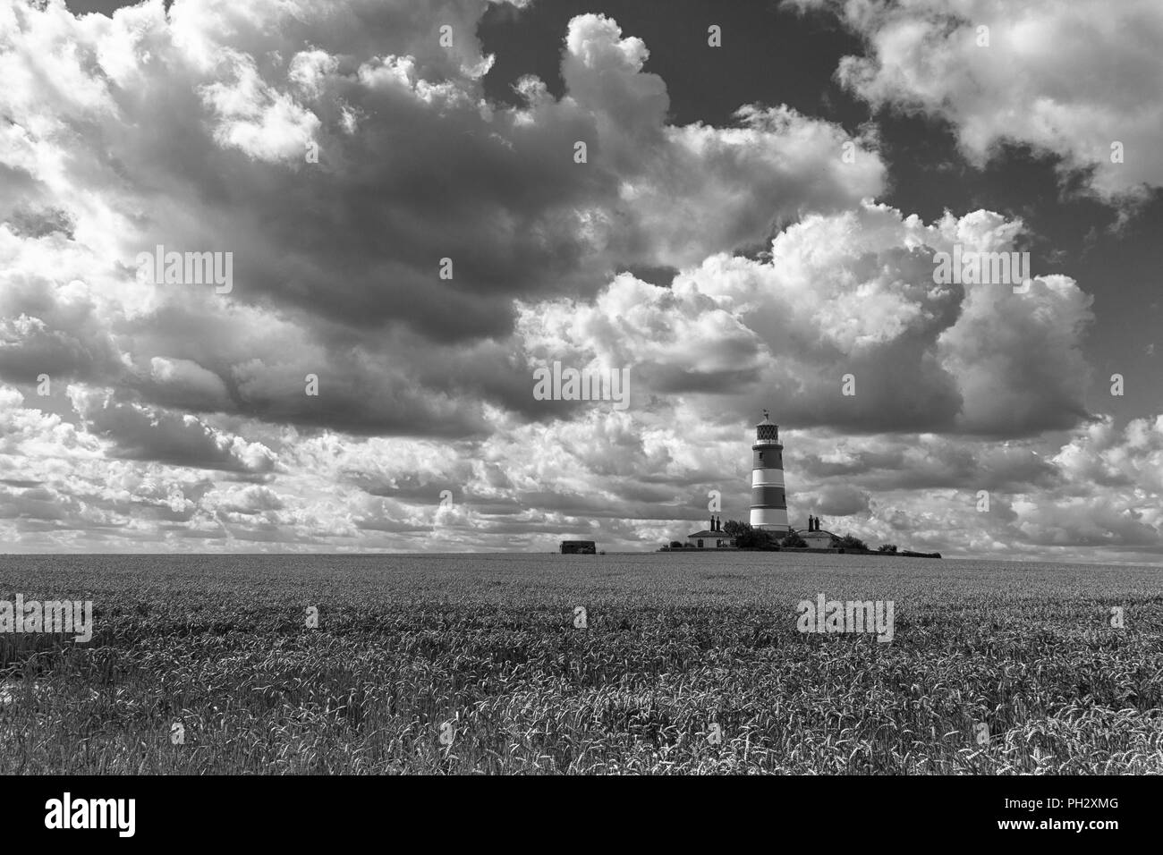 Happisburgh Lighthouse an der nördlichen Küste von Norfolk, Großbritannien. Stockfoto
