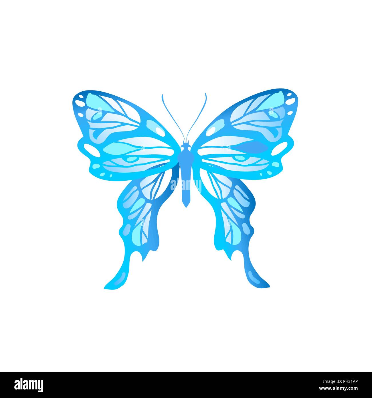 Blauer Schmetterling Zeichen Stock Vektor