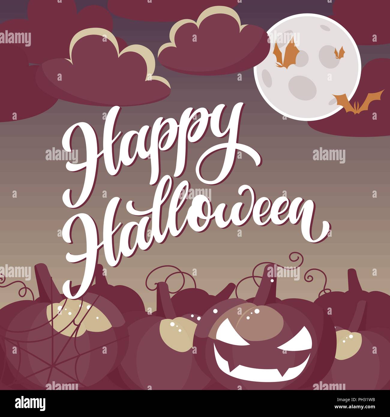 Happy Halloween Hand geschriebenen Text in rtro Stil. Design für Print, Plakat, Einladung, t-shirt. Vector Illustration Stock Vektor