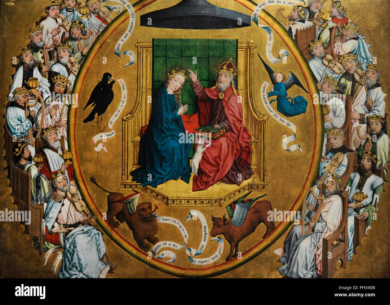 Niederrhein. Krönung Mariens mit den vierundzwanzig Ältesten, ca. 1450-1475. Wallraf-Richartz-Museum. Köln. Deutschland. Stockfoto