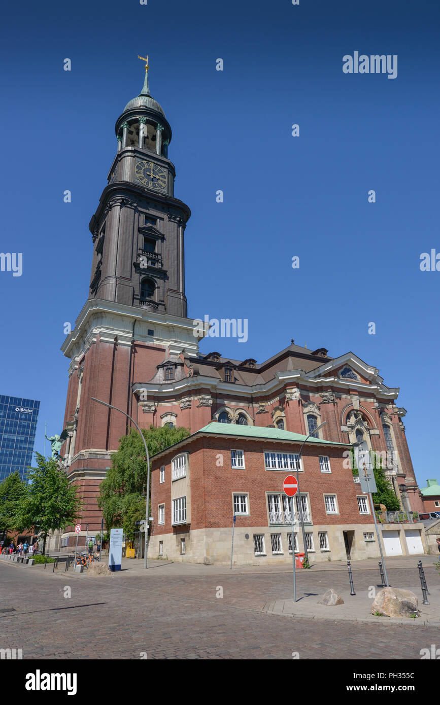 Hauptkirche St. Michaelis, Englische Planke, Hamburg, Deutschland Stockfoto