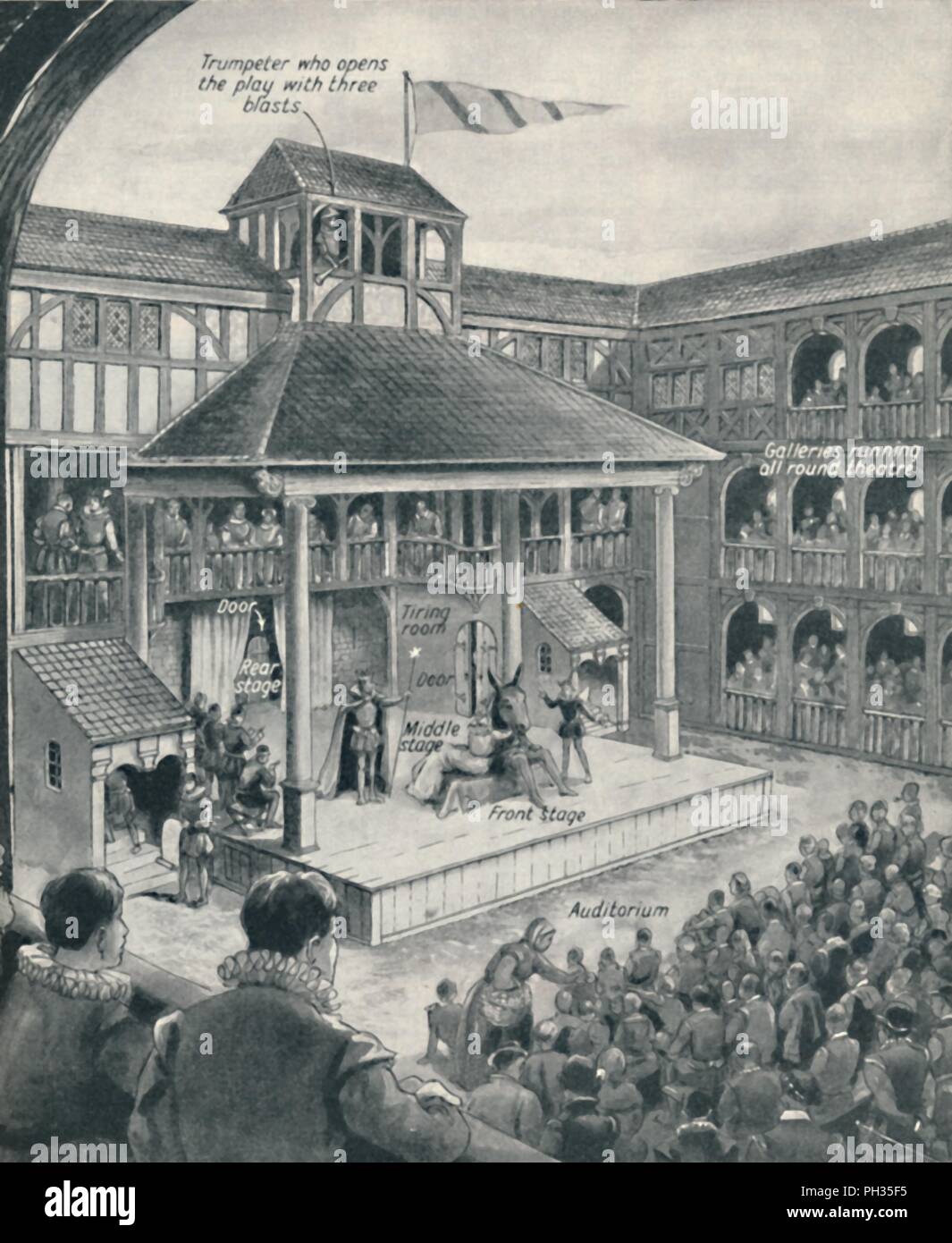 "A London Theatre in Shakespeares Zeit', c 1934. Artist: Unbekannt. Stockfoto
