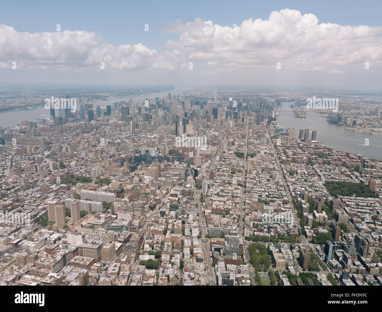 Drone Luftaufnahme World Trade Center Blick auf die Stadt Schöne NYC New York Stockfoto