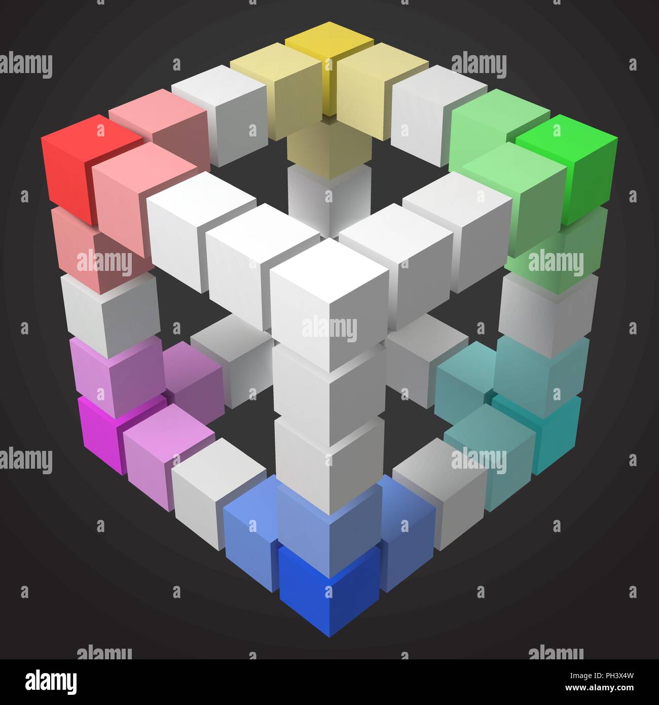 3D-Stil, würfelförmigen Rahmen Design mit Eiswürfeln. Stock Vektor