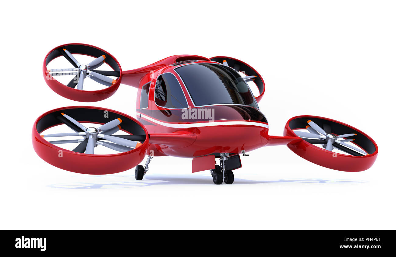 Selbstfahrer Pkw Drone isoliert auf weißem Hintergrund. 3D-Bild. Stockfoto