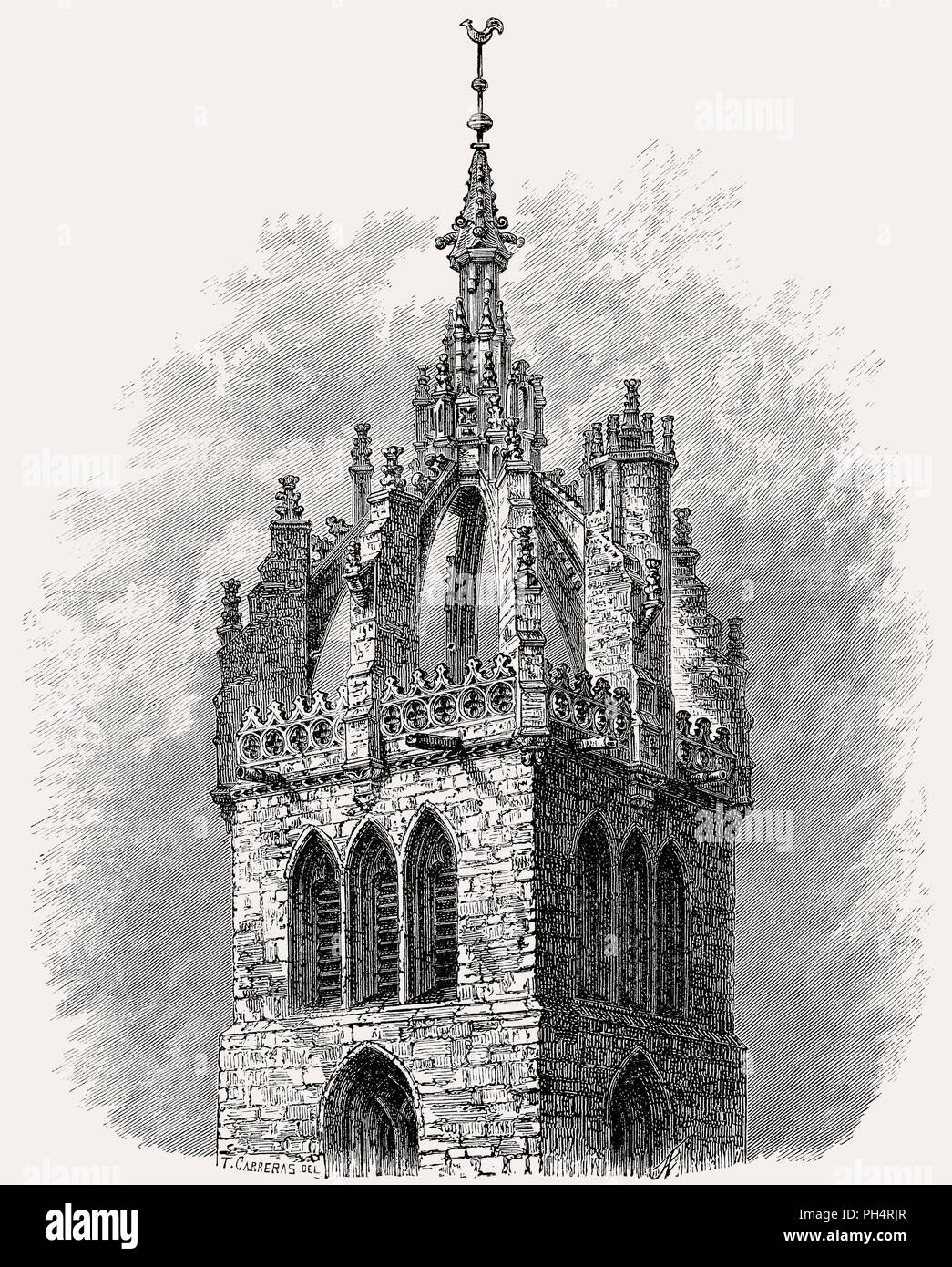 Der Turm von St. Giles' Cathedral, hohe Kirk von Edinburgh, Schottland, 19. Jahrhundert Stockfoto