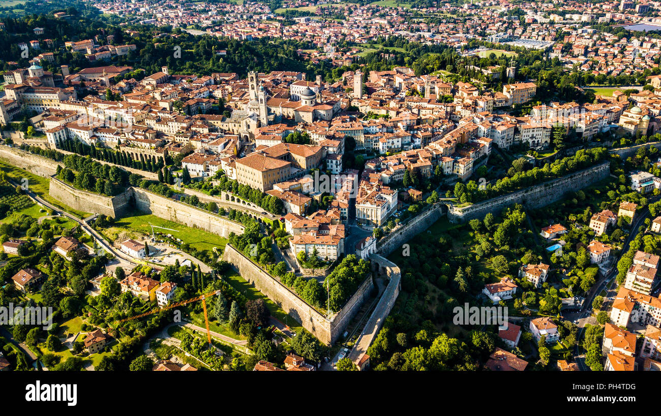 Città Alta oder Obere Stadt, alten ummauerten Stadt Bergamo, Italien Stockfoto