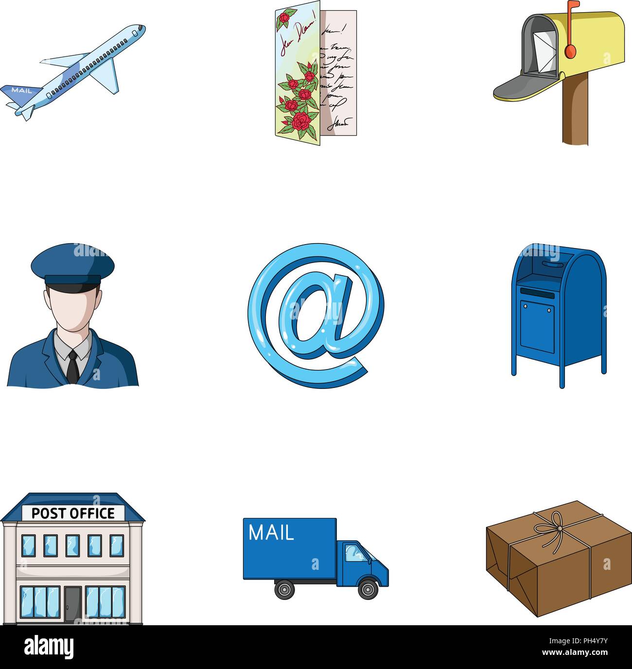 Flugzeug, Attribute, Beutel, Box, Gebäude, Karte, Cartoon, Code, Sammlung, Kommunikation, Korrespondenz, Courier, Taube, Umschlag, form, Gruß, Icon, Illustration, isoliert, Brief, Logo, Maschine, Post, Zeitung, Büro, Verpackung, Papier, Paket, Post, Postbote, Abdichtung, Service, Satz, Zeichen, Stempel, Symbol, Vector, Wachs-, Web-, Vektor, Vektoren, Stock Vektor