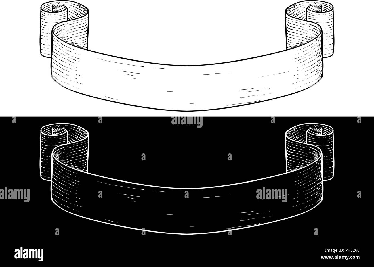 Ribbon Banner. Hand Skizze gezeichnet Stock Vektor