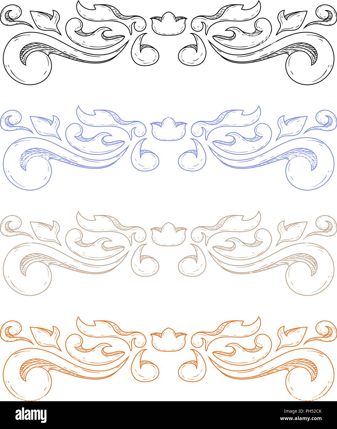 Farbigen Ornamenten. Classic floral Teilerspitzen Stock Vektor