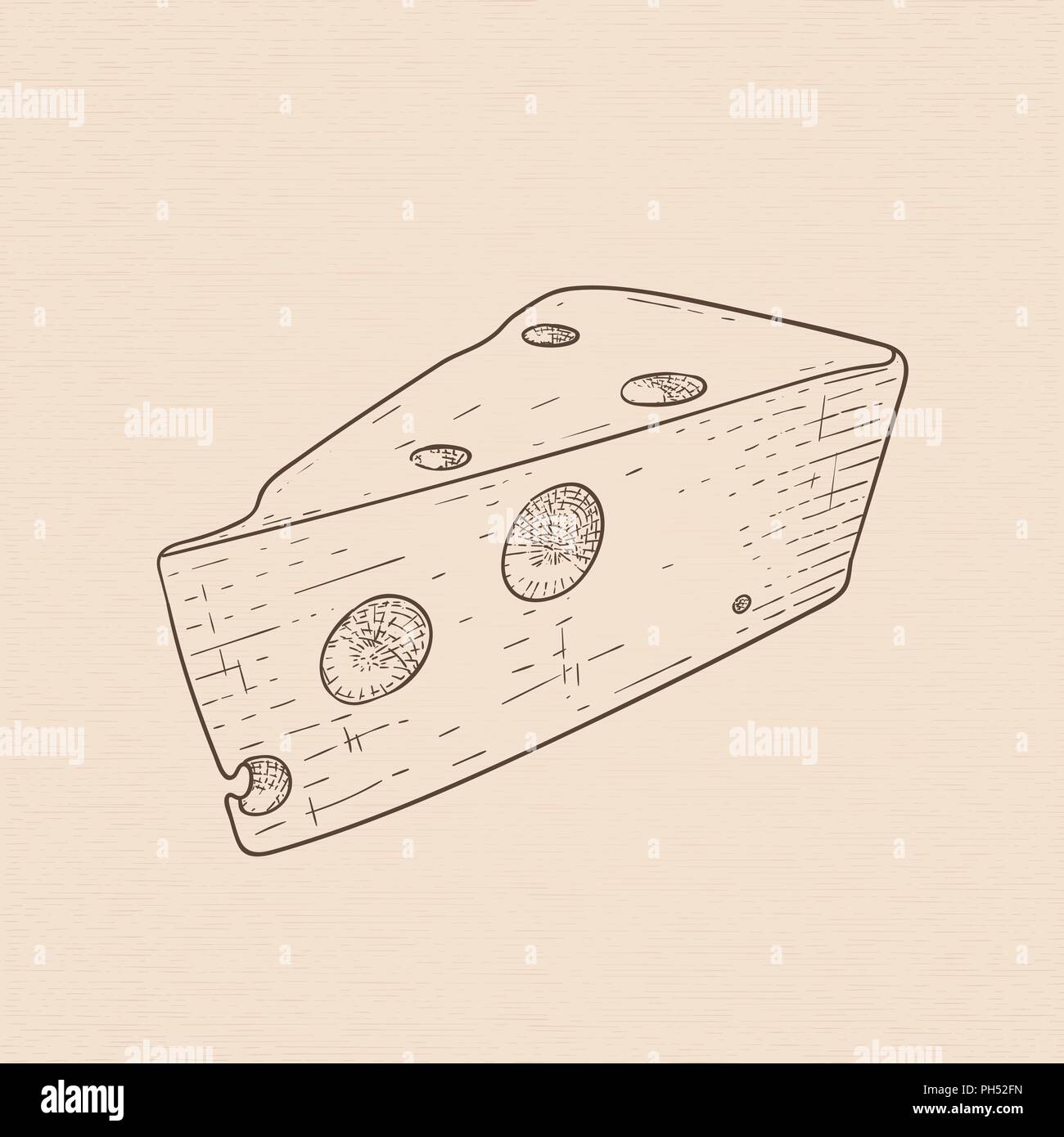 Käse. Hand Skizze gezeichnet Stock Vektor