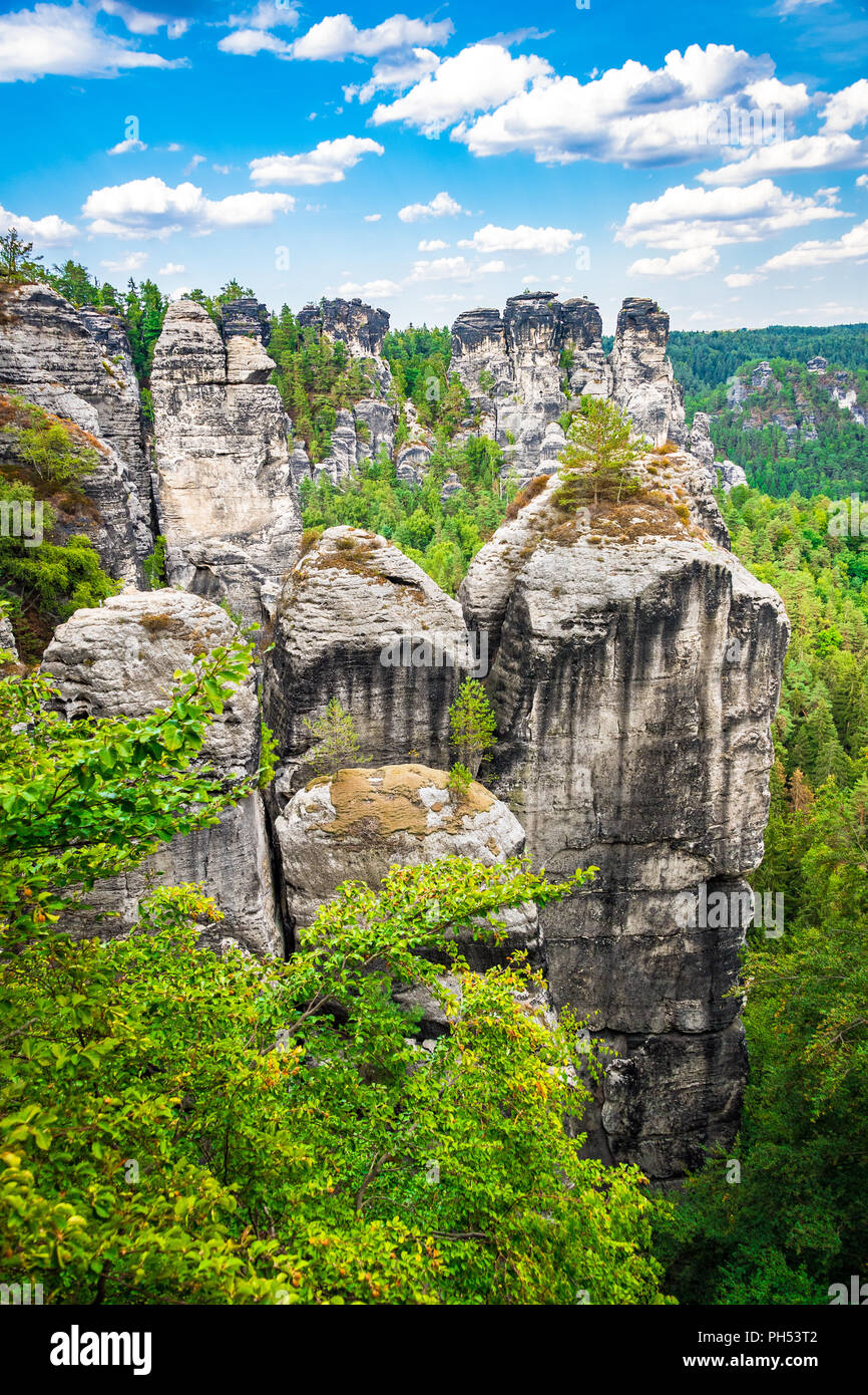 Das Elbsandsteingebirge ist ein Teil des Nationalpark Sächsische Schweiz in Deutschland Stockfoto