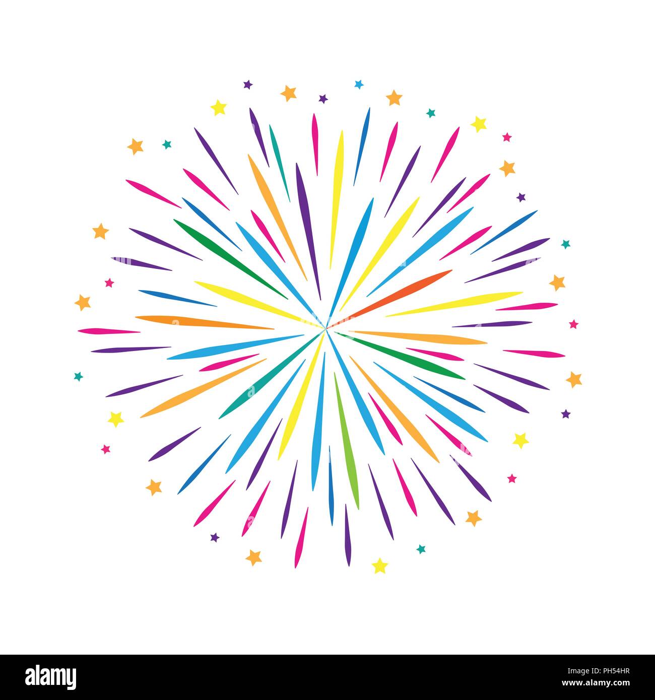 Buntes Feuerwerk design Sterne auf weißem Hintergrund Vektor-illustration EPS 10. Stock Vektor