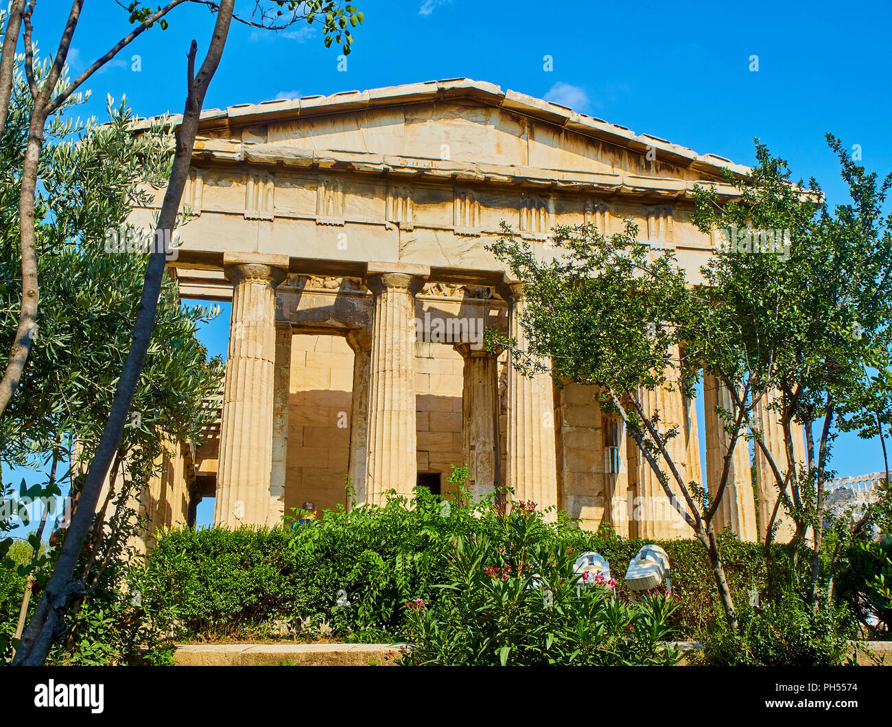 Tempel des Hephaistos. Antike griechische Ort der Anbetung an der nordwestlichen Seite der Agora von Athen. Region Attika, Griechenland. Stockfoto