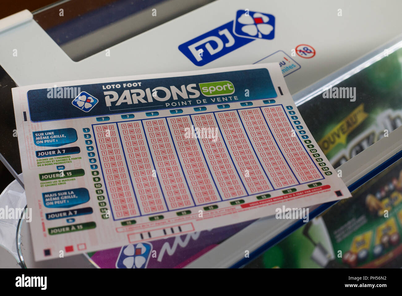 FDJ (French National Lottery operator) Tickets Stockfoto