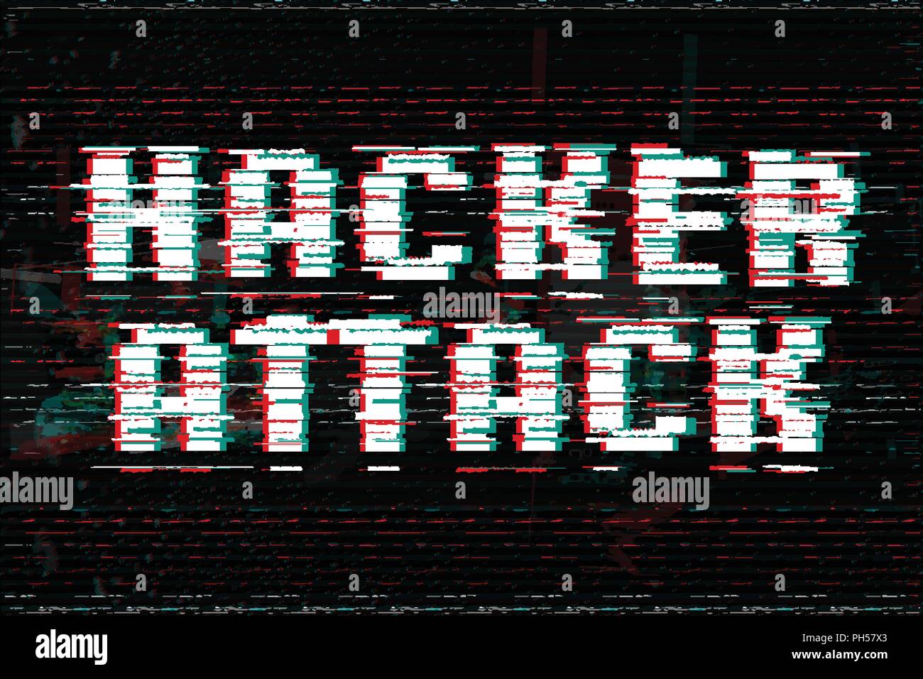 Hacker attack Vector Illustration. Glitch Wirkung Text. Stock Vektor