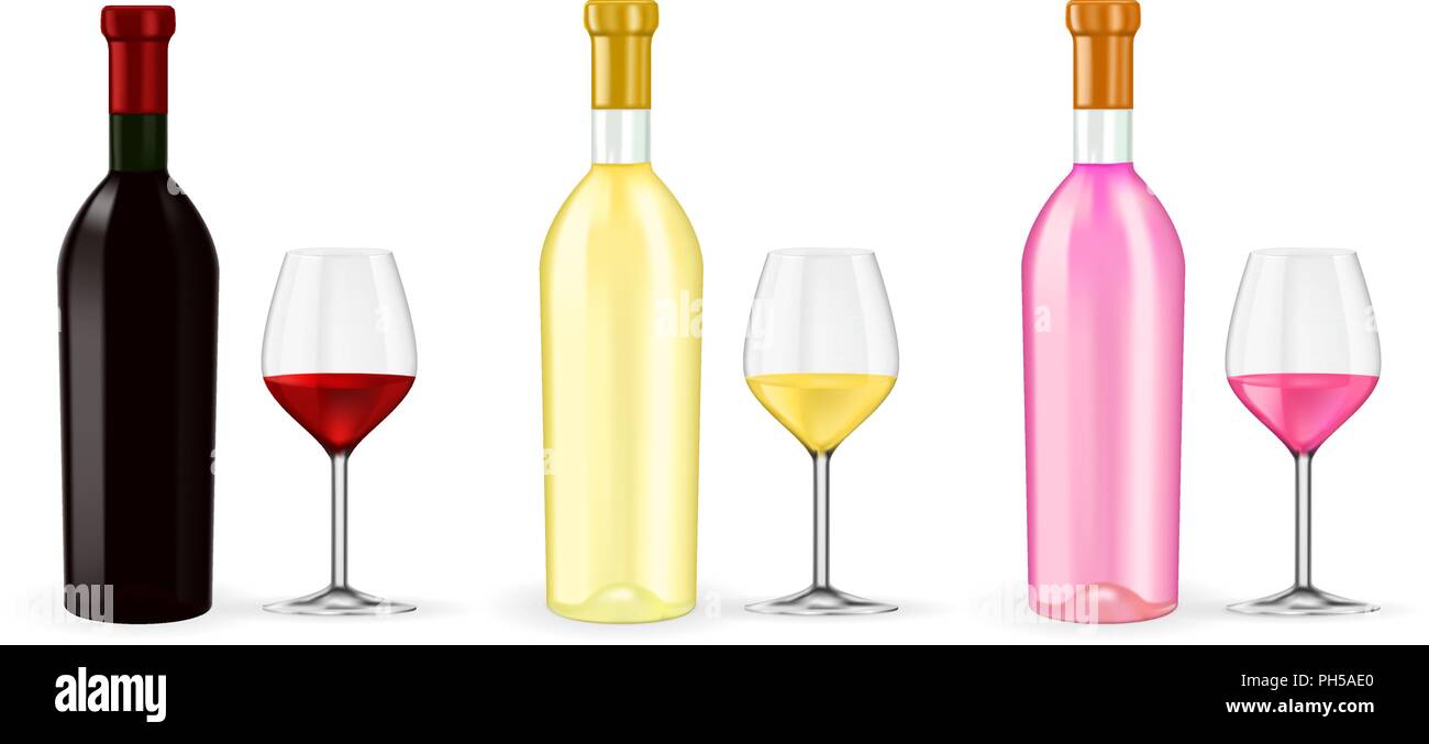 Flaschen Wein mit Gläsern Stock Vektor