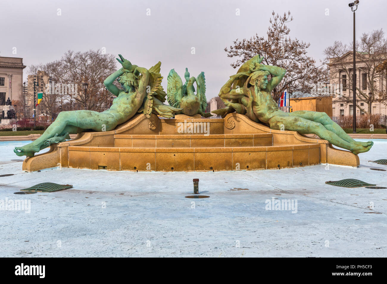 Swann Memorial Brunnen, Brunnen der drei Flüsse (1924), Logan Circle, Philadelphia, Pennsylvania, USA Stockfoto