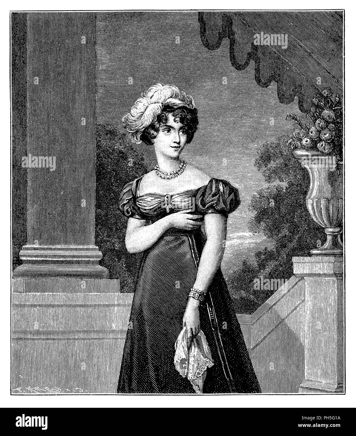 Maria Karolina von Naples-Sicily (1798-1870), Herzogin von Berry. Durch Pauquet, durch Frilley, Pauquet; Frilley 1899 graviert Lackiert Stockfoto