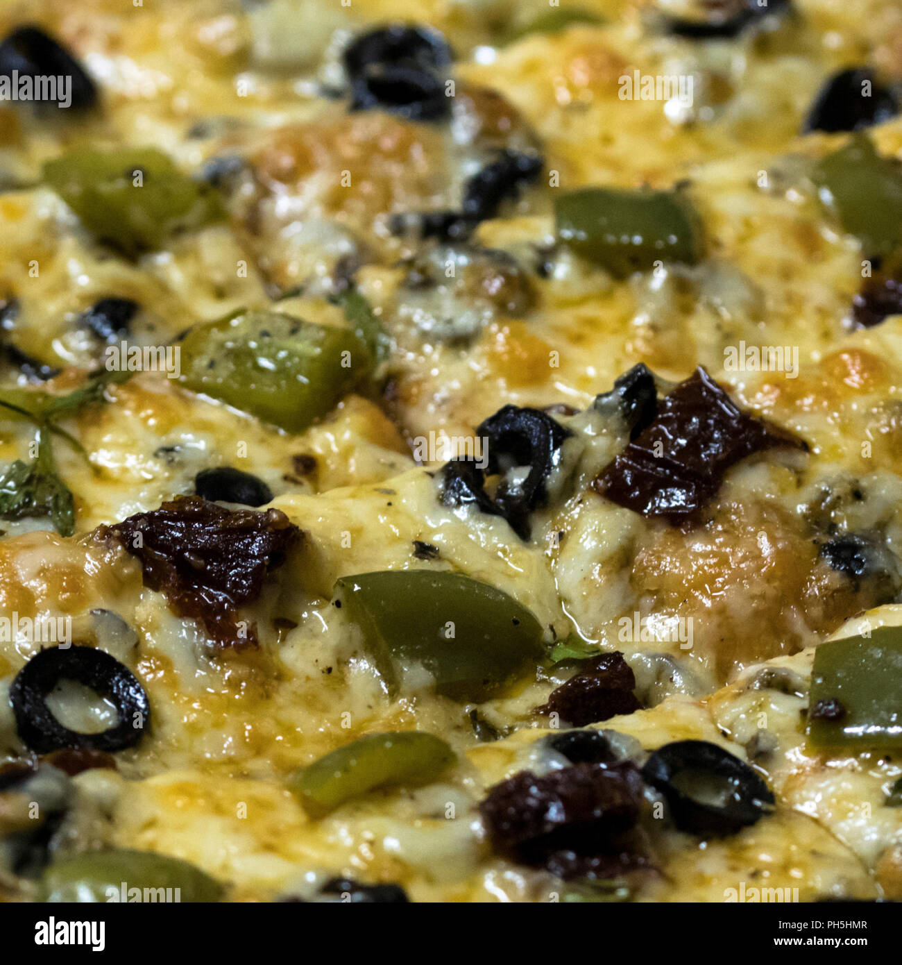 Nahaufnahme eines köstlichen vegetarischen italienische Pizza Stockfoto