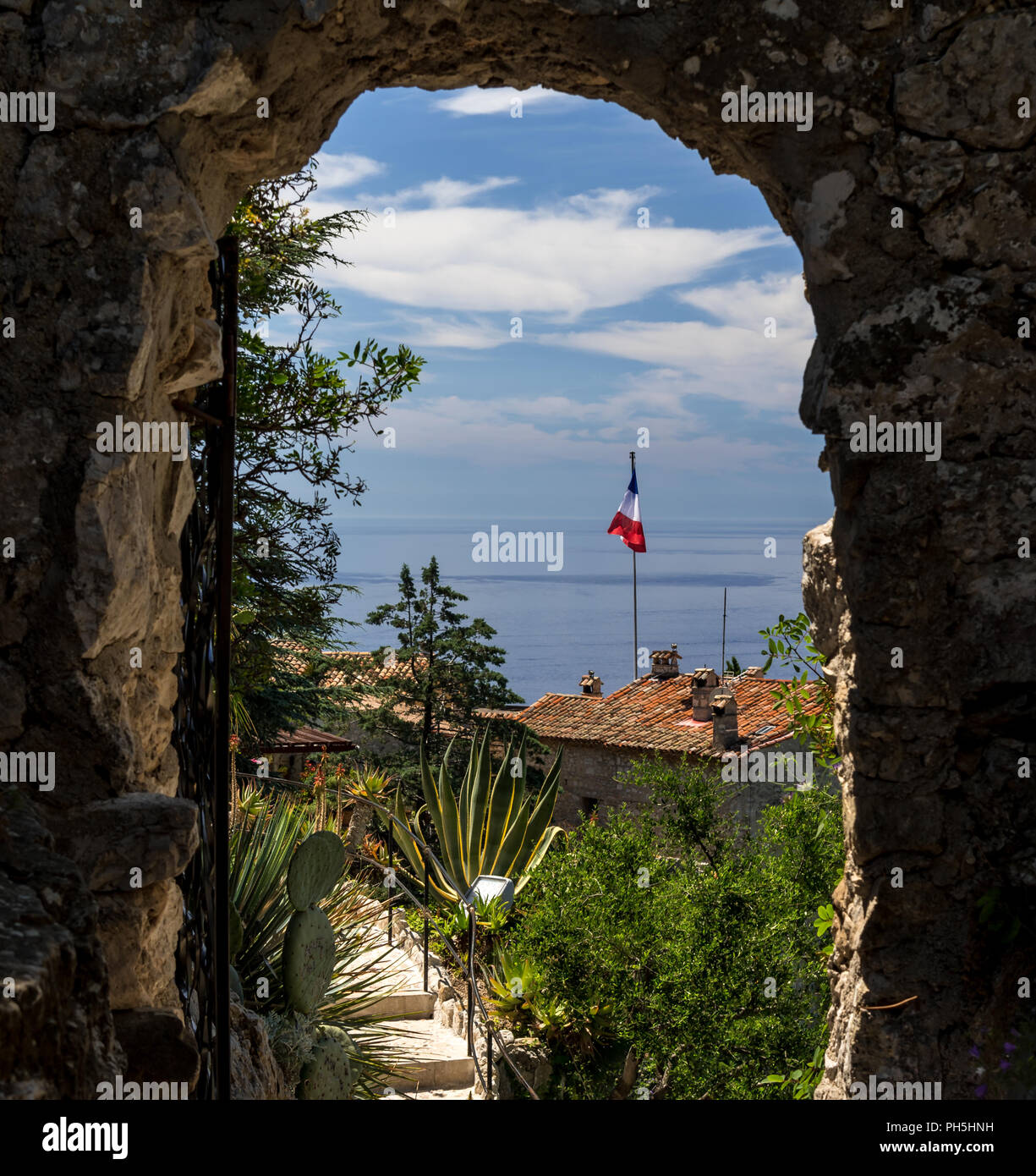 Der exotische Garten" in dem mittelalterlichen Ort Eze in der Cote d'Azure Stockfoto