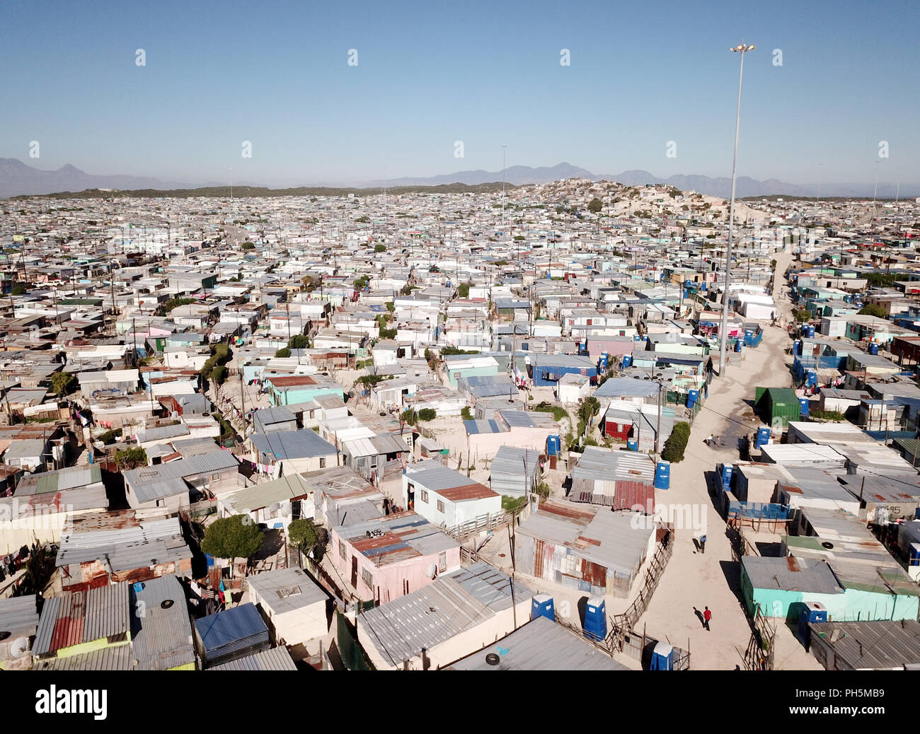 Luftaufnahme overhead Townships in Südafrika Stockfoto