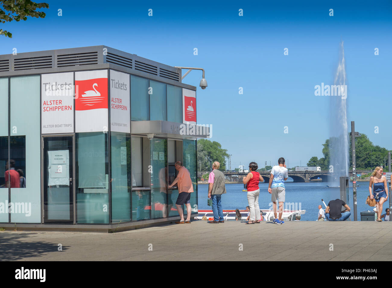 Tickets, Ausflugsdampfer, der Jungfernstieg, Binnenalster, Hamburg, Deutschland Stockfoto