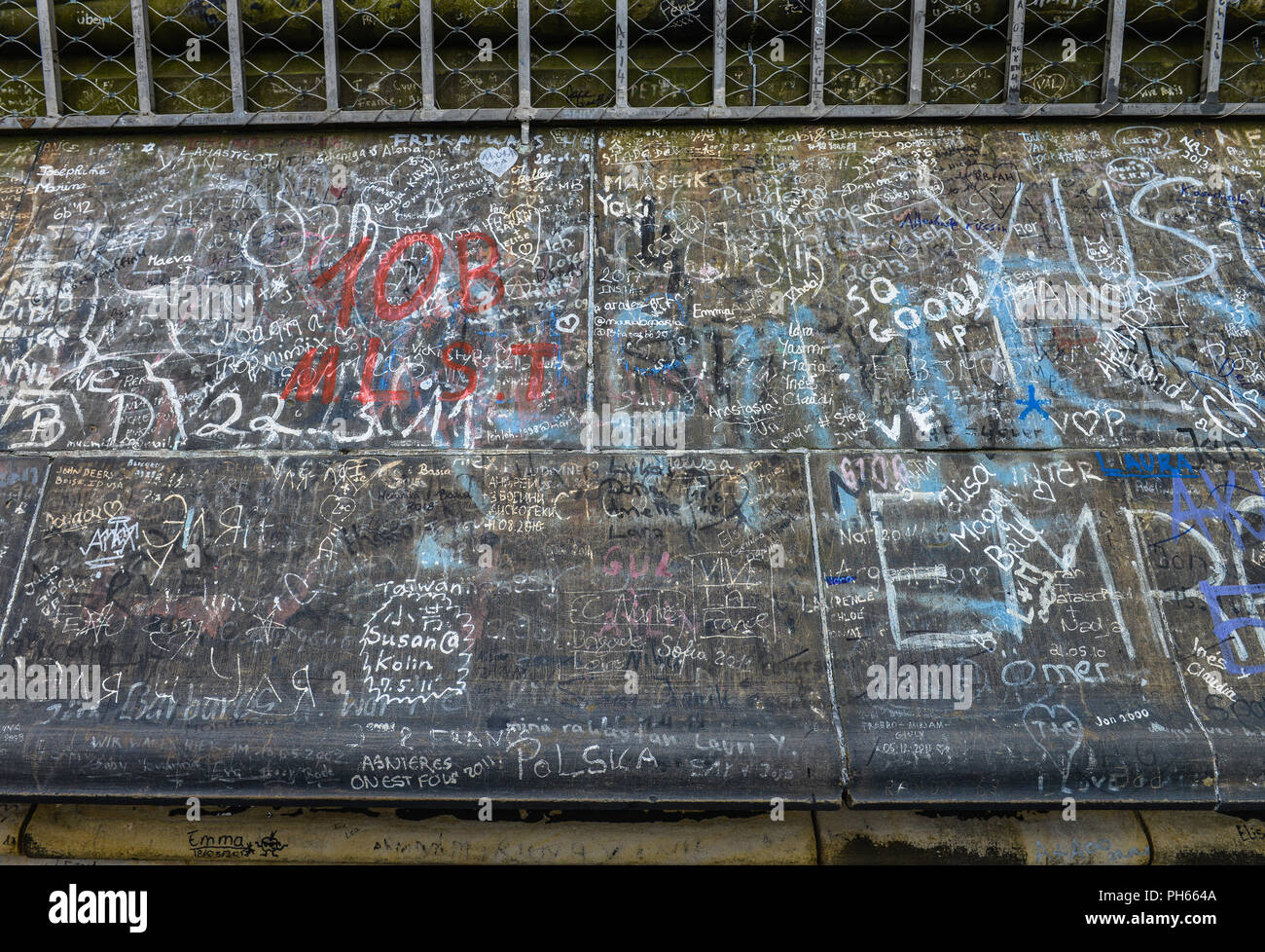 Graffitis, Aussichtsplattform, Suedturm, Dom, Köln, 92660 Stockfoto