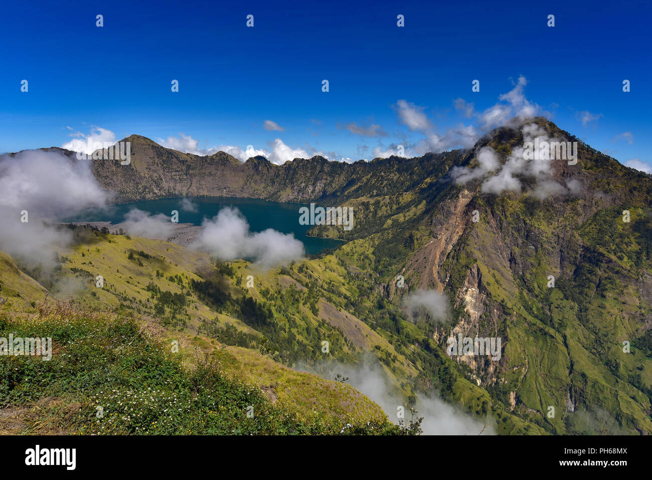 Kratersee des Rinjani Vulkan, Lombok, Indonesien Stockfoto