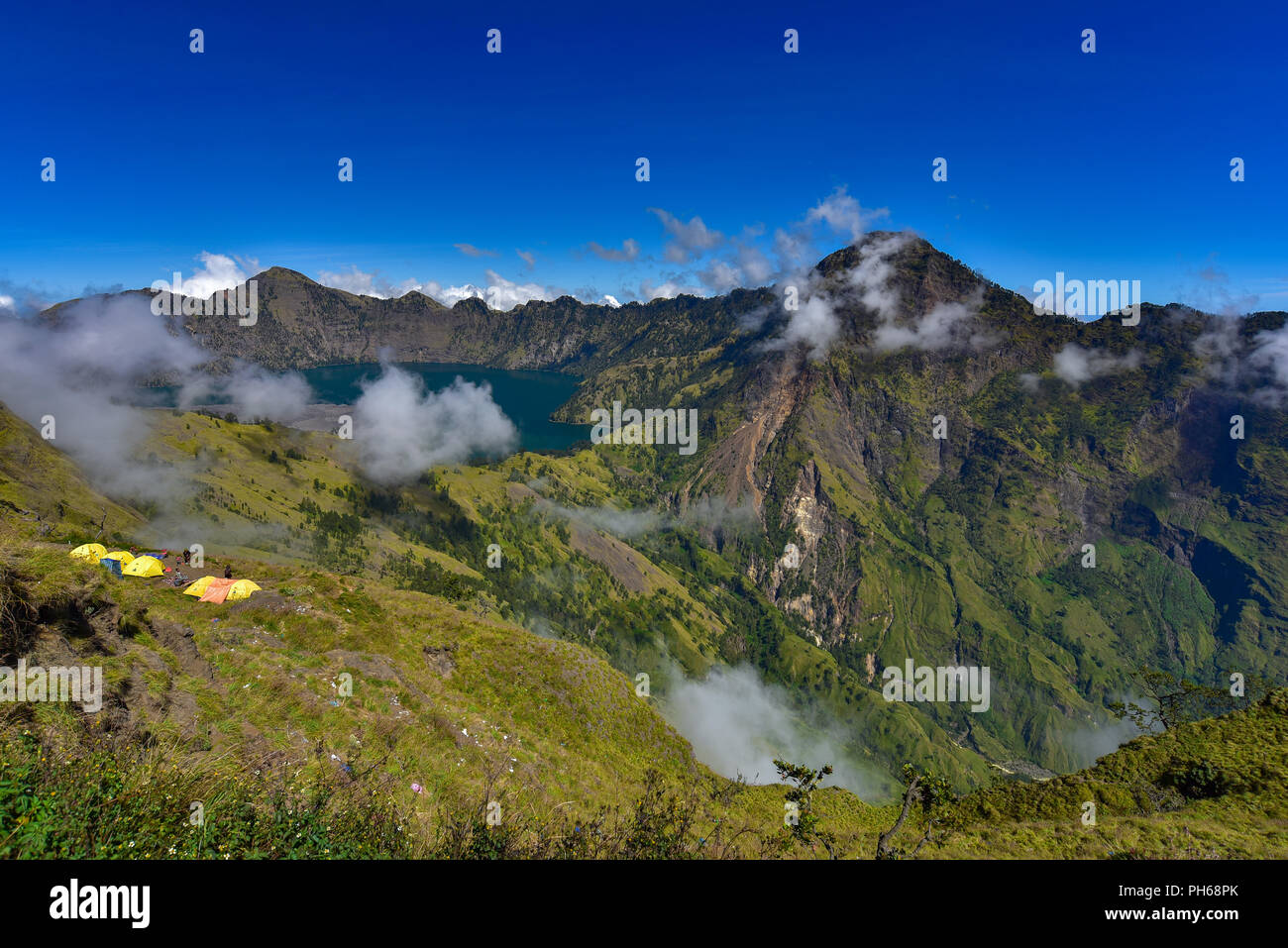 Kratersee des Rinjani Vulkan, Lombok, Indonesien Stockfoto