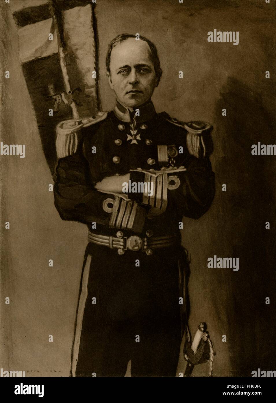 'Captain Robert Falcon Scott, R.N., C.V.O.', c 1900-1910, (1913). Schöpfer: Emery Walker. Stockfoto