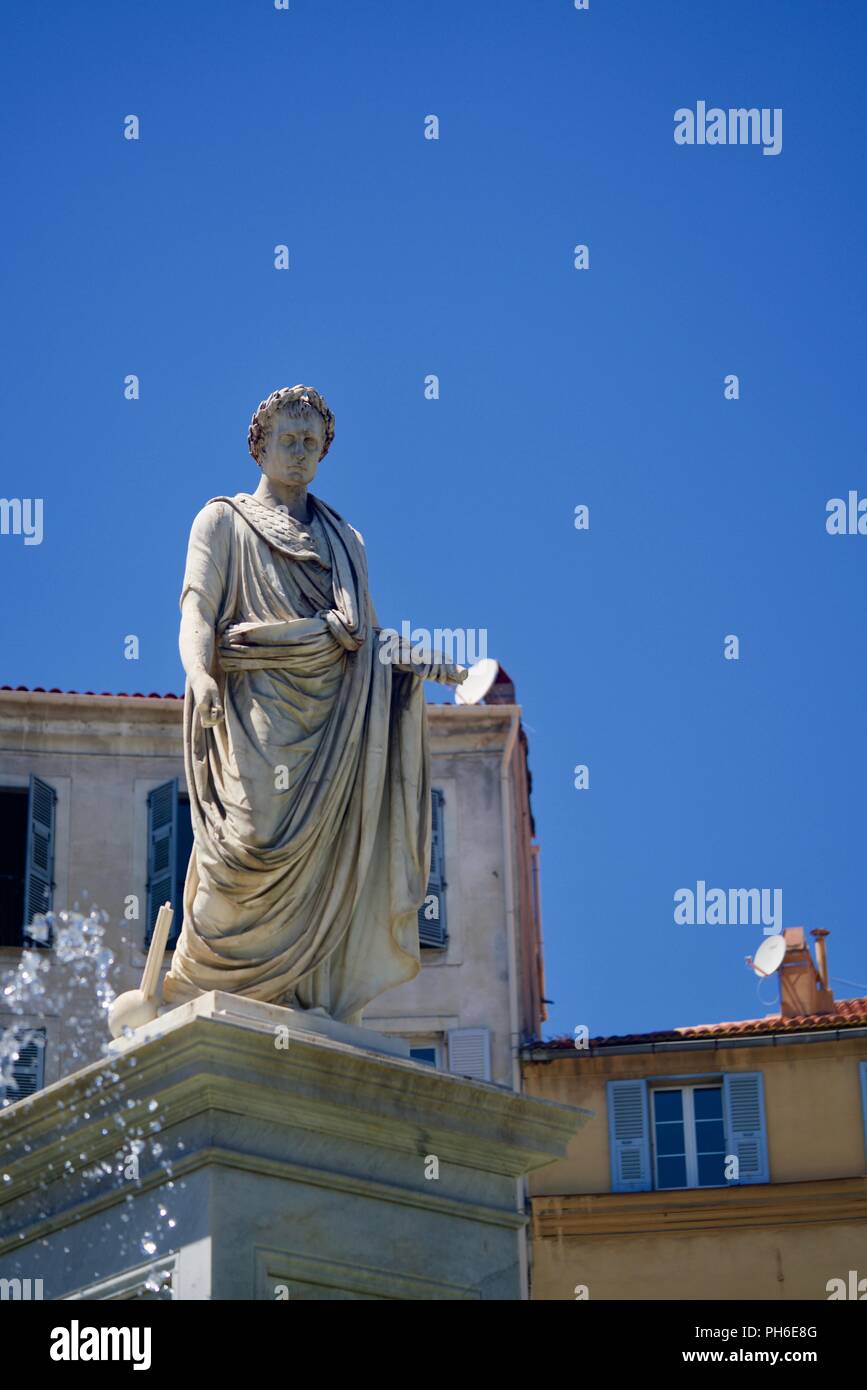 Statue von Napoleon Bonaparte in Ajaccio, Korsika Stockfoto