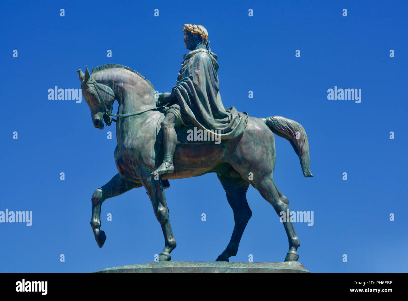 Statue von Napoleon Bonaparte auf einem Pferd, Ajaccio Stockfoto