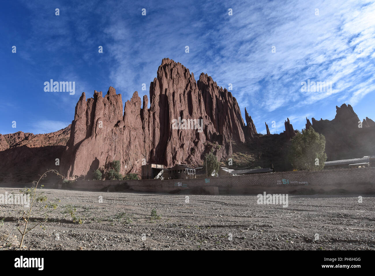 Dramatische Felsformationen in der Quebrada Palala, in der Nähe von Tupiza im südlichen Bolivien Stockfoto