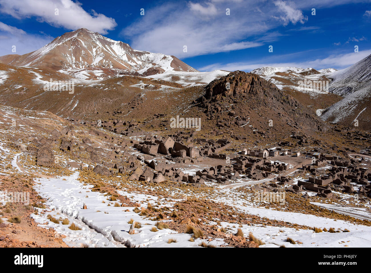 Pueblo Fantasma, eine verlassene Minenstadt in der Nähe von San Antonio de Lipez in der Provinz Sud Lipez, Potosi, Bolivien Stockfoto