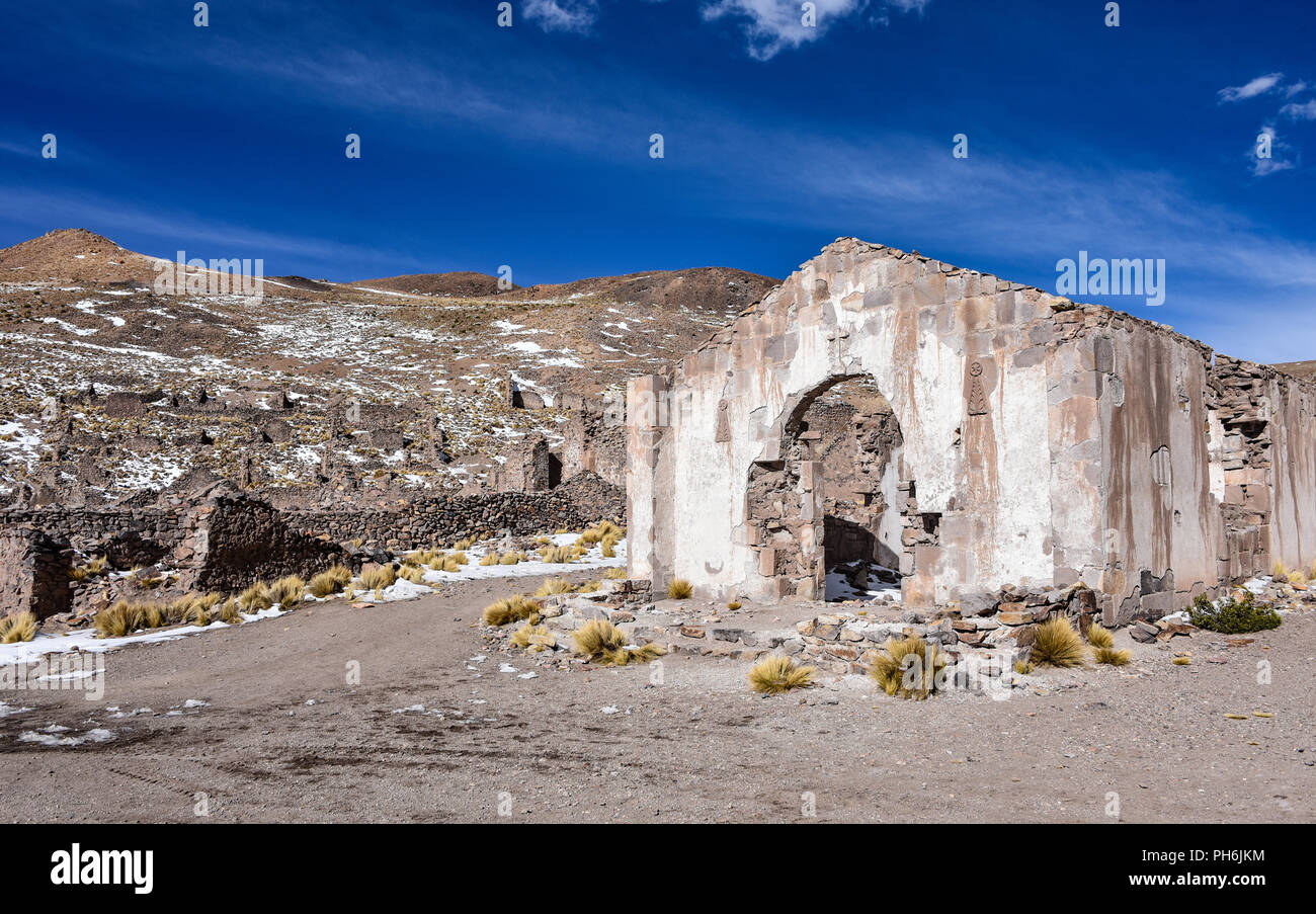 Pueblo Fantasma, eine verlassene Minenstadt in der Nähe von San Antonio de Lipez in der Provinz Sud Lipez, Potosi, Bolivien Stockfoto