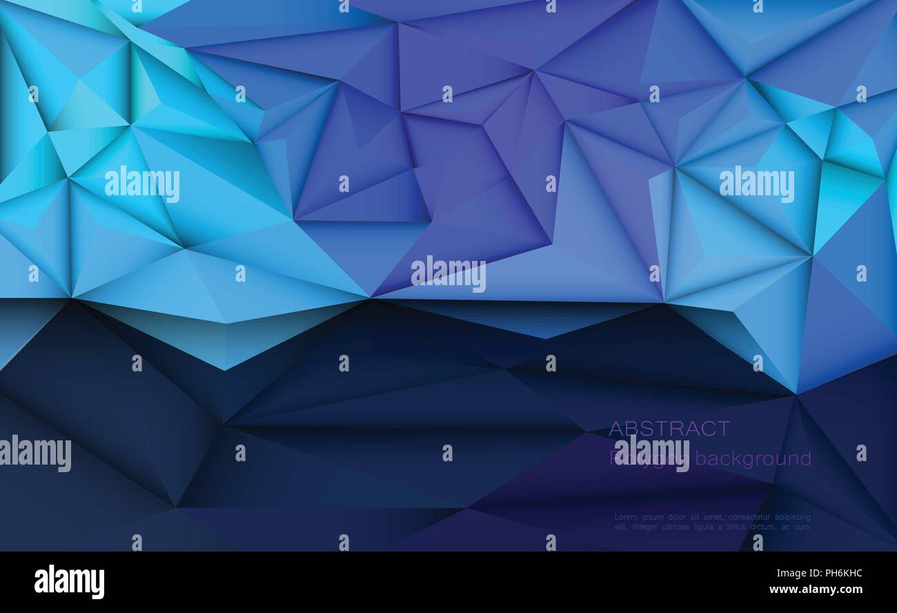 Vector 3D Geometrische, Polygon, Linie, Dreieck Muster Form für Tapeten oder Hintergrund. Abbildung: Low Poly, polygonalen Design mit dunklen Blau. Stock Vektor