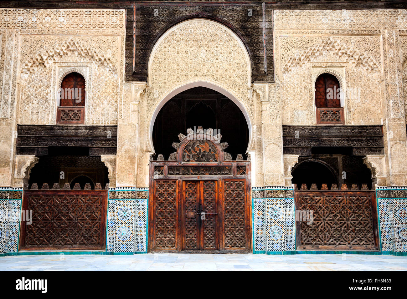 Innenhof des Bou Inania Madrasa Stockfoto