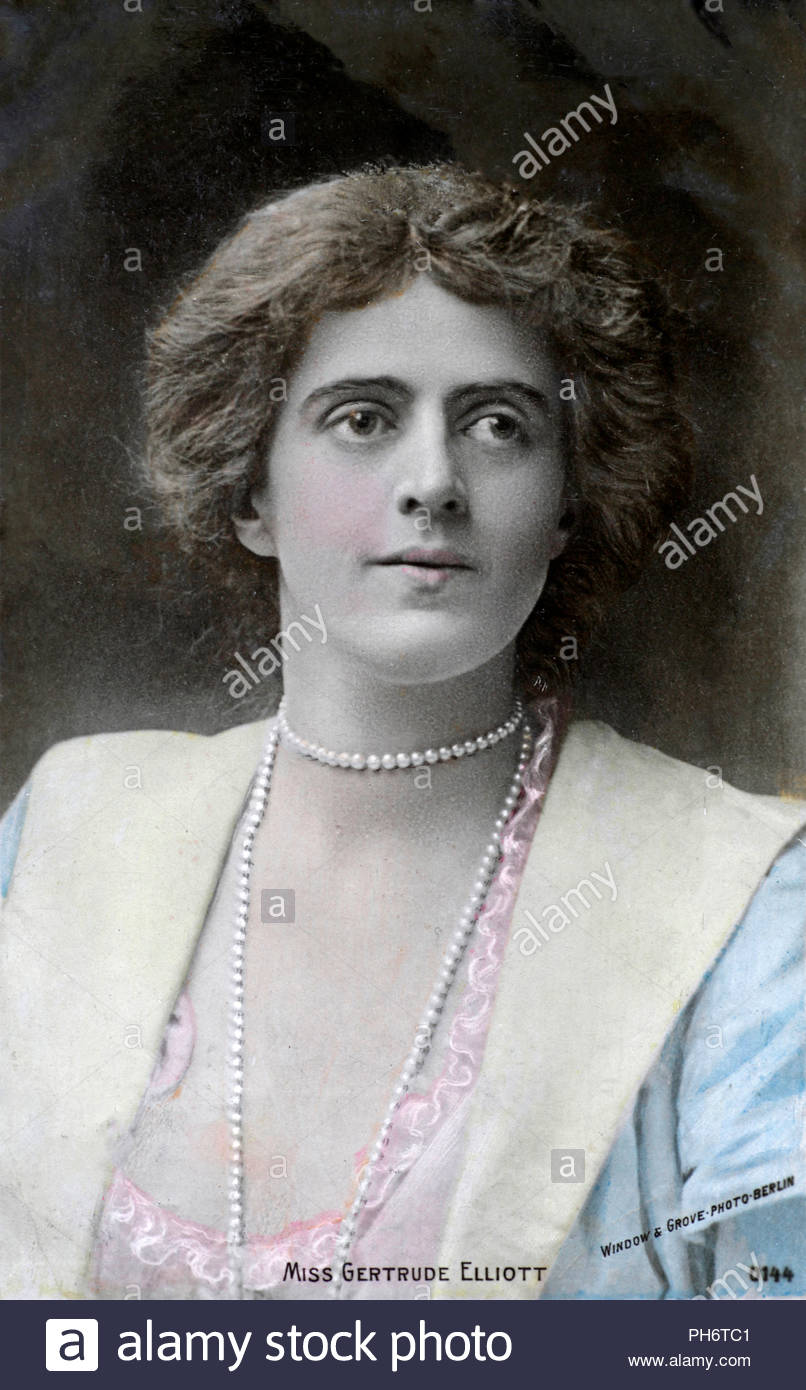 Gertrude Elliott 1874 - 1950, später Lady Forbes-Robertson, war eine US-amerikanische Bühnenschauspielerin, Teil eines erweiterten Familie von theaterprofis einschließlich ihren Ehemann, Sir Johnston Forbes-Robertson, Vintage real Foto Postkarte von 1904 Stockfoto
