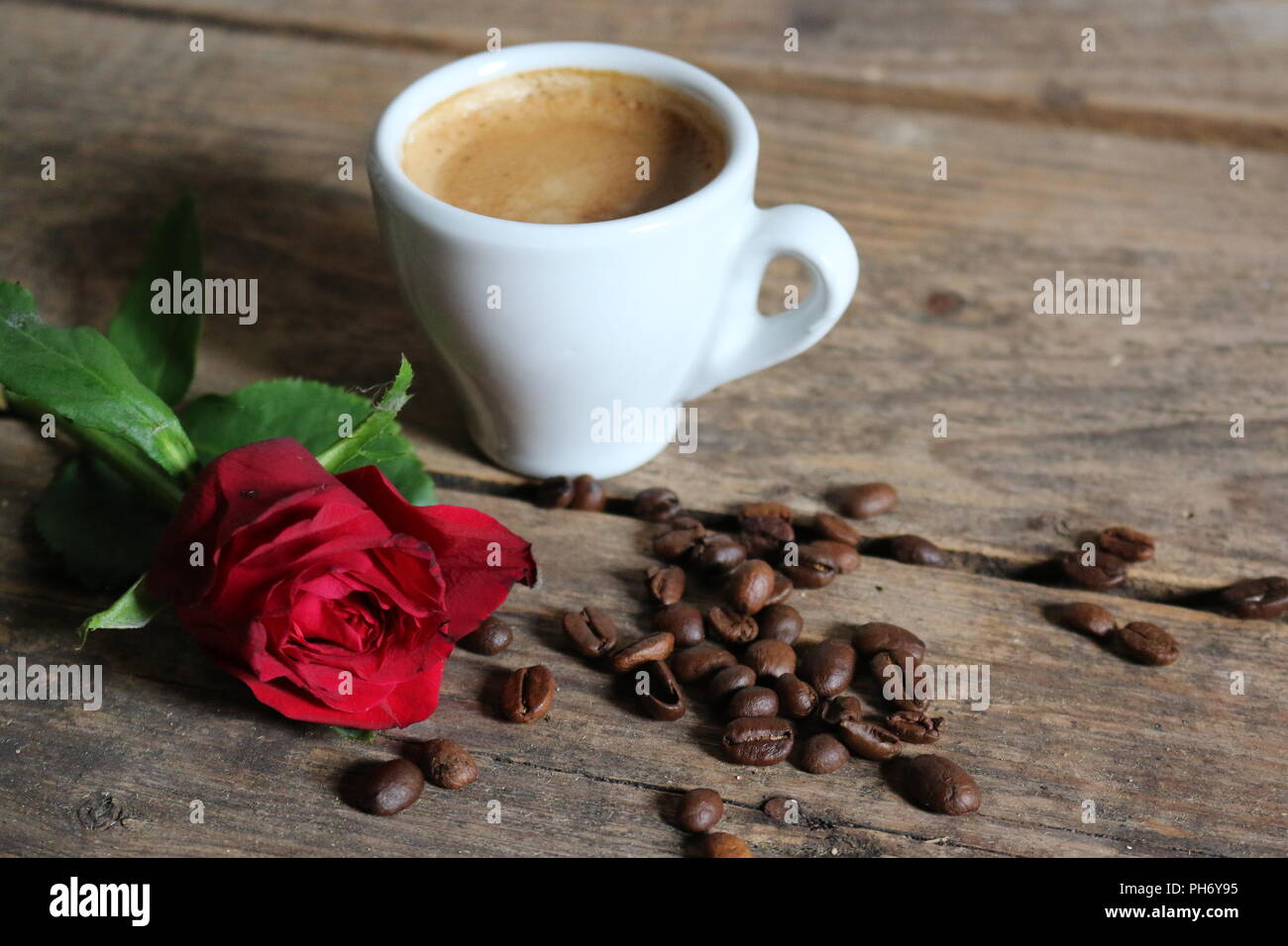 Kaffeebohne Mischungen durch Stimmung evoziert Styling erfasst Stockfoto