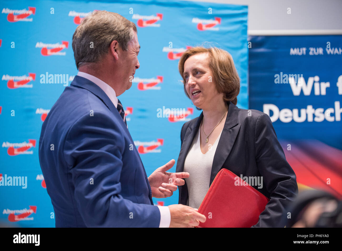 Nigel Farage bei einer AfD-Veranstaltung in Berlin Spandau im September 2017 Stockfoto